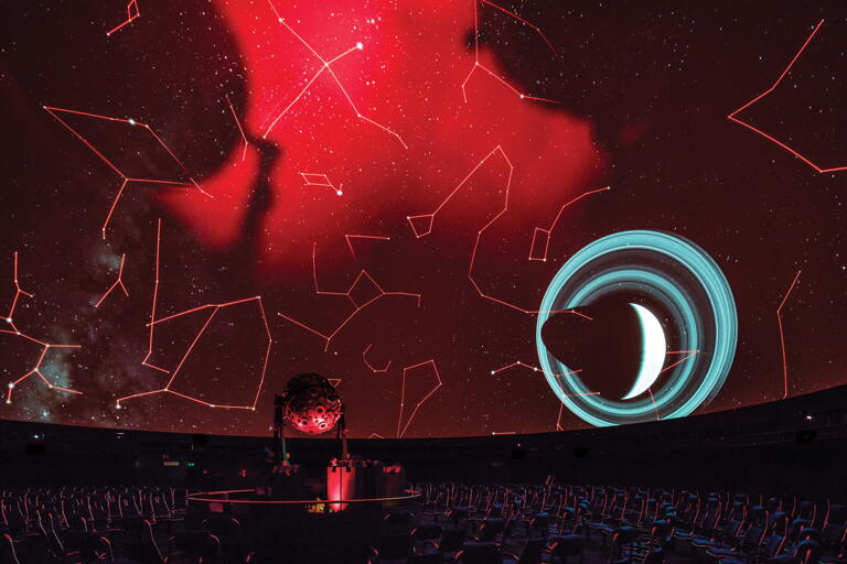 Sternenhimmel mit Saturn im Planetarium Stuttgart